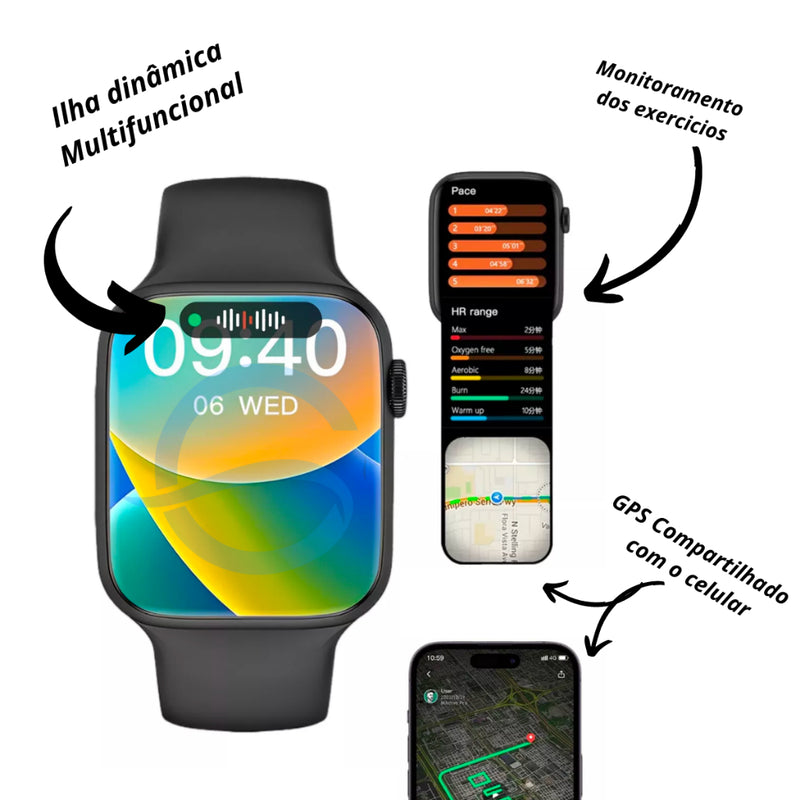 Smartwatch Watch X Relógio Inteligente Lançamento 45mm Top + Pulseira